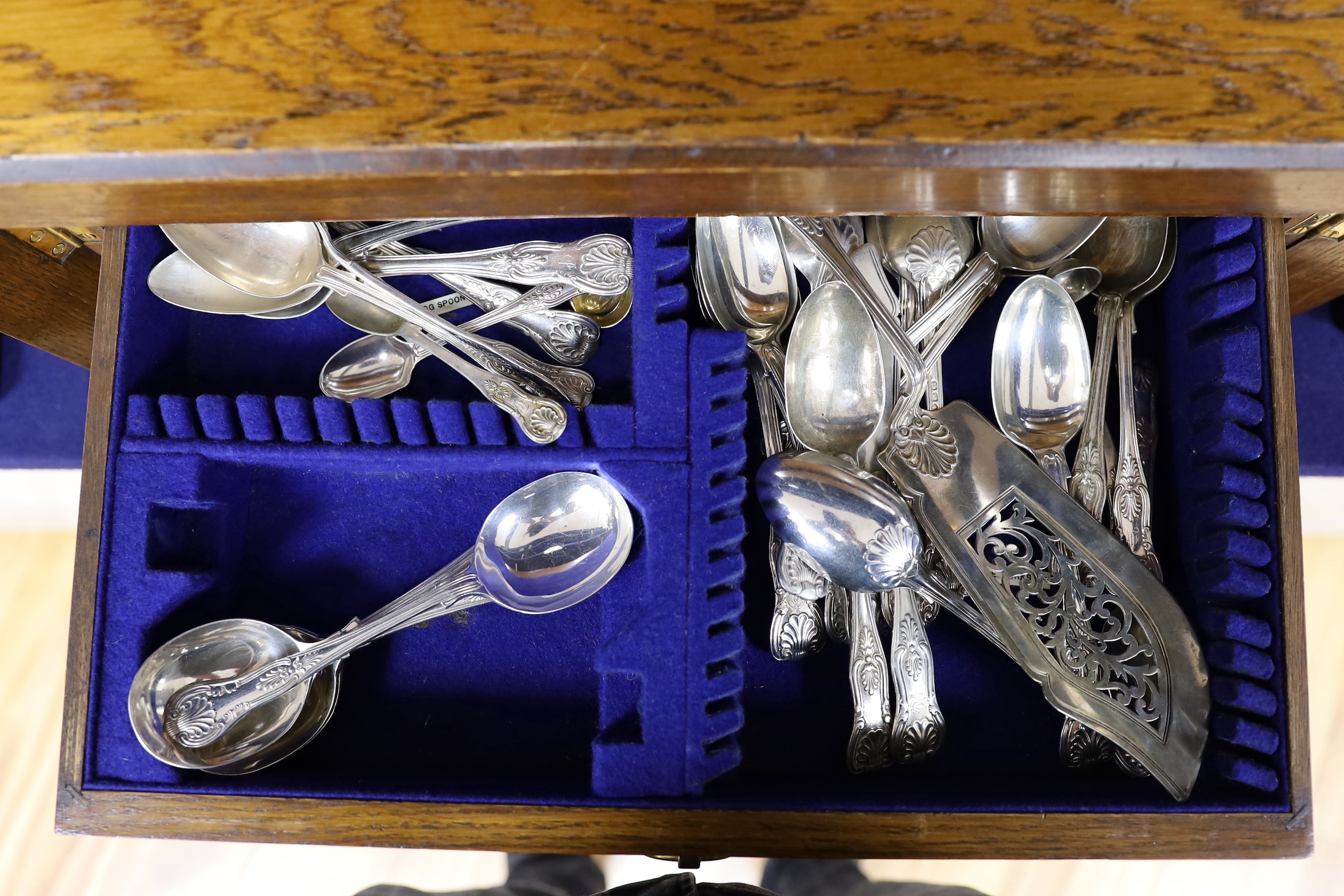 A matched part canteen of 19th century and later silver Kings pattern cutlery, comprising one hundred and twenty items, various dates and maker's